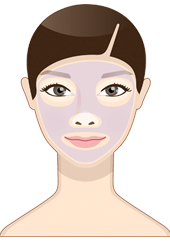 Наносите толстым слоем, так, чтобы не было видно поверхности кожи, избегая участков кожи вокруг глаз и рта